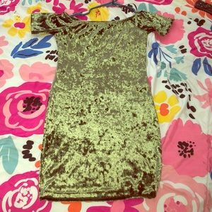 Green Velvet mini dress